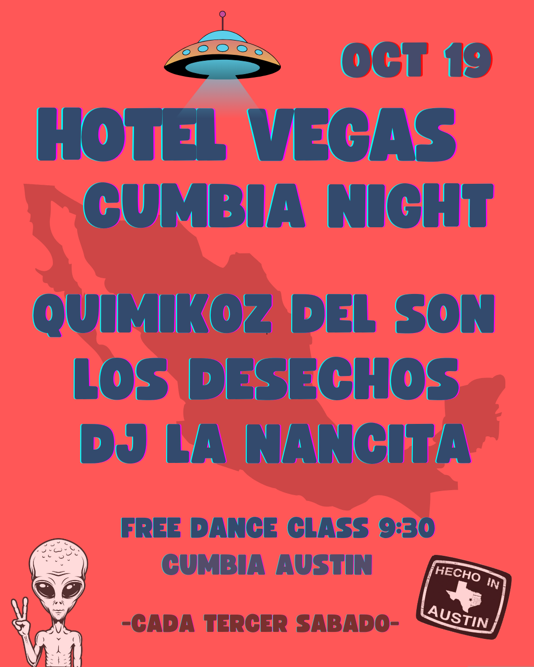 ¡Hotel Vegas Cumbia Night! ft. Quimikoz Del son, Los Desechos, DJ La Nancita + Cumbia Austin Dance Lesson!