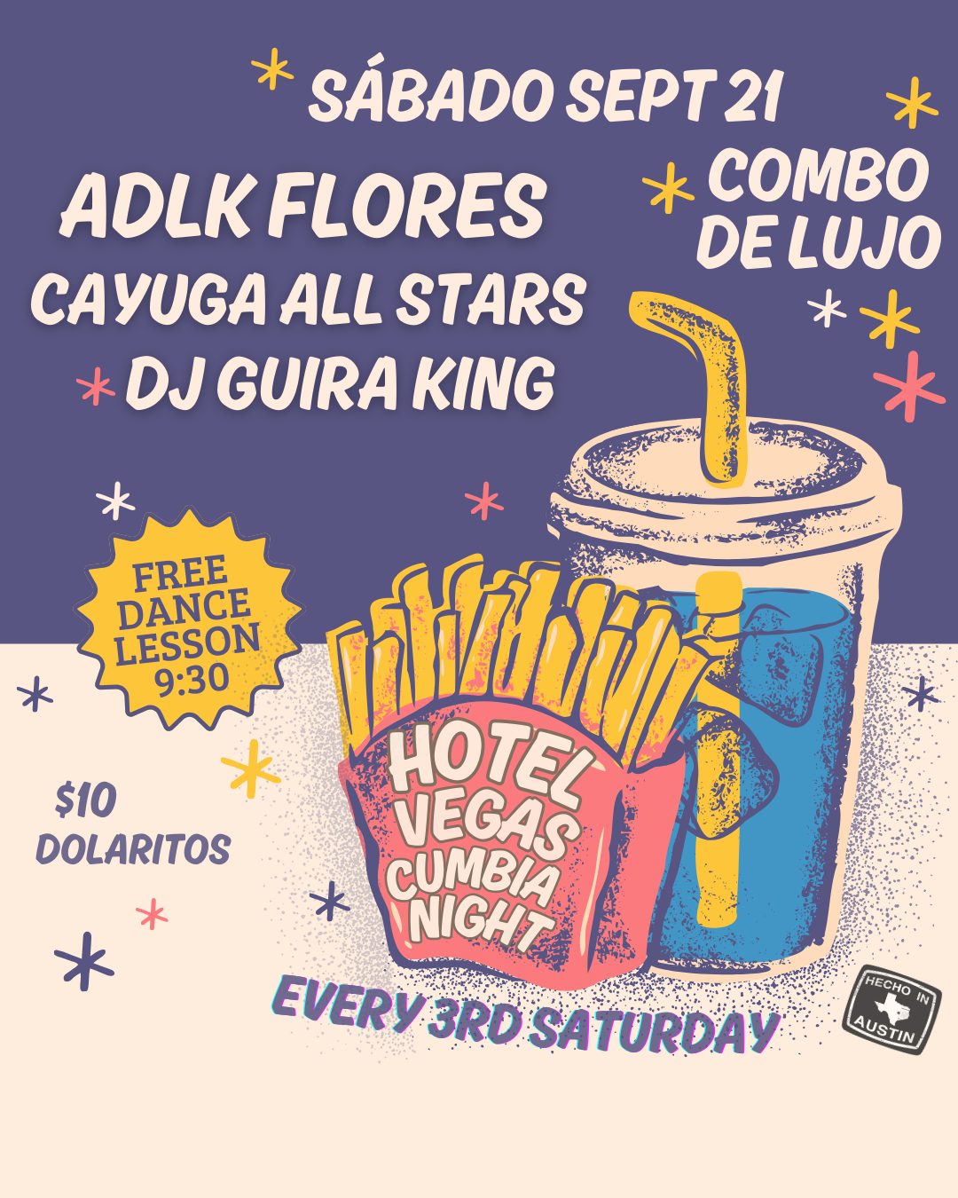 ¡Hotel Vegas Cumbia Night! ft. ADLK Hermanos Flores, Cayuga All Stars, DJ Guira King + Cumbia Austin Dance Lesson!