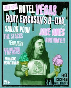 Roky Erickson's B-Day & Ice Cream Social ft. Sailor Poon, Bernardo Mountainair, The Stacks & more
