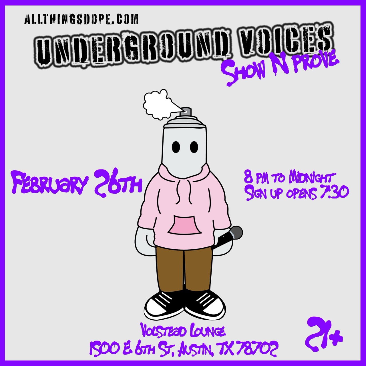 Underground Voices Show and Prove Open Mic @ Volstead Lounge